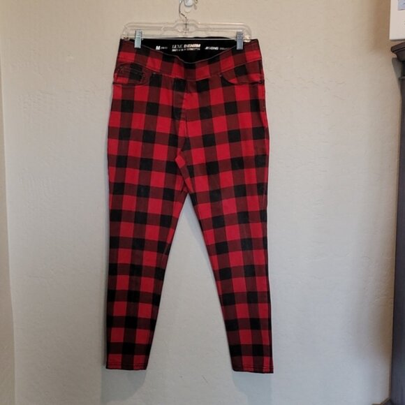 Nygard Plaid Red Stretch Jeggings - Picture 3 of 12